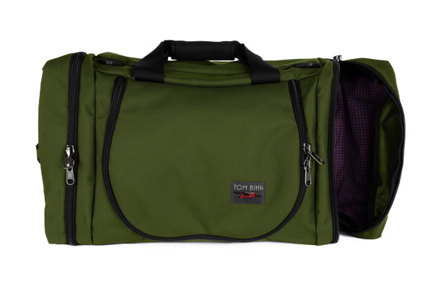 A Saguaro (olive green) Ballistic Aeronaut 45 with an Acai (dark purple) interior.